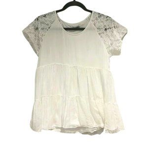 MADE IN ITALY Elena Baldi Bohemian Flowy White Top Size L